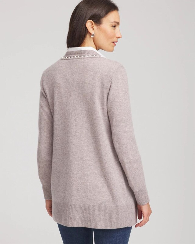 Cashmere Pearl-Trim Cardigan - image 4